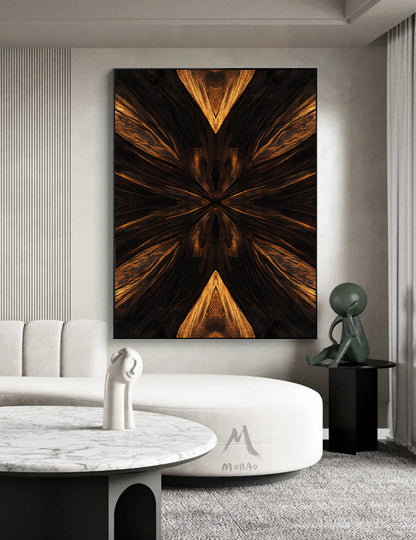Golden 3D painting, golden texture painting, black abstract painting, black texture painting, golden modern abstract painting.
