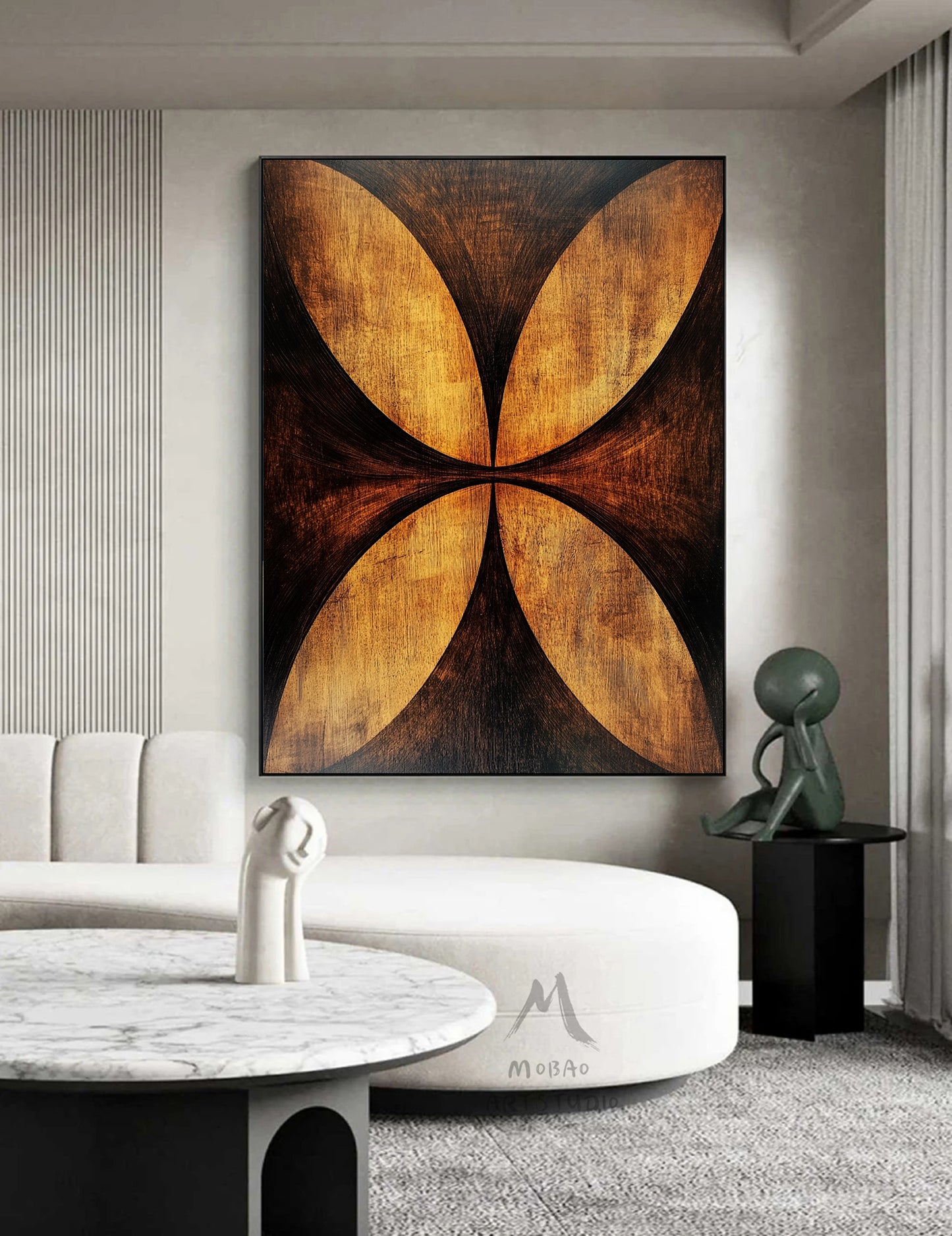 Golden 3D painting, golden texture painting, black abstract painting, black texture painting, golden modern abstract painting.