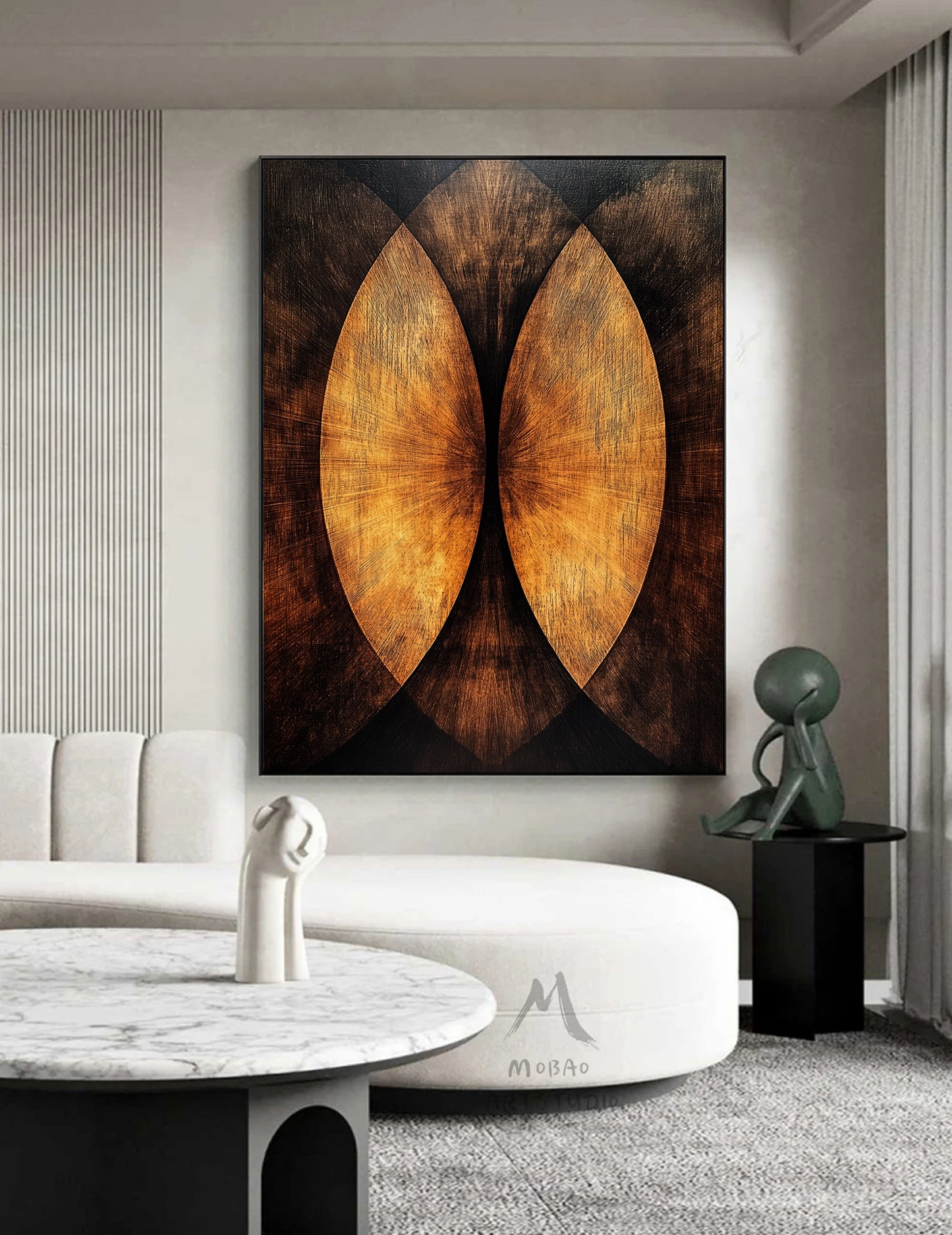 Golden 3D painting, golden texture painting, black abstract painting, black texture painting, golden modern abstract painting.