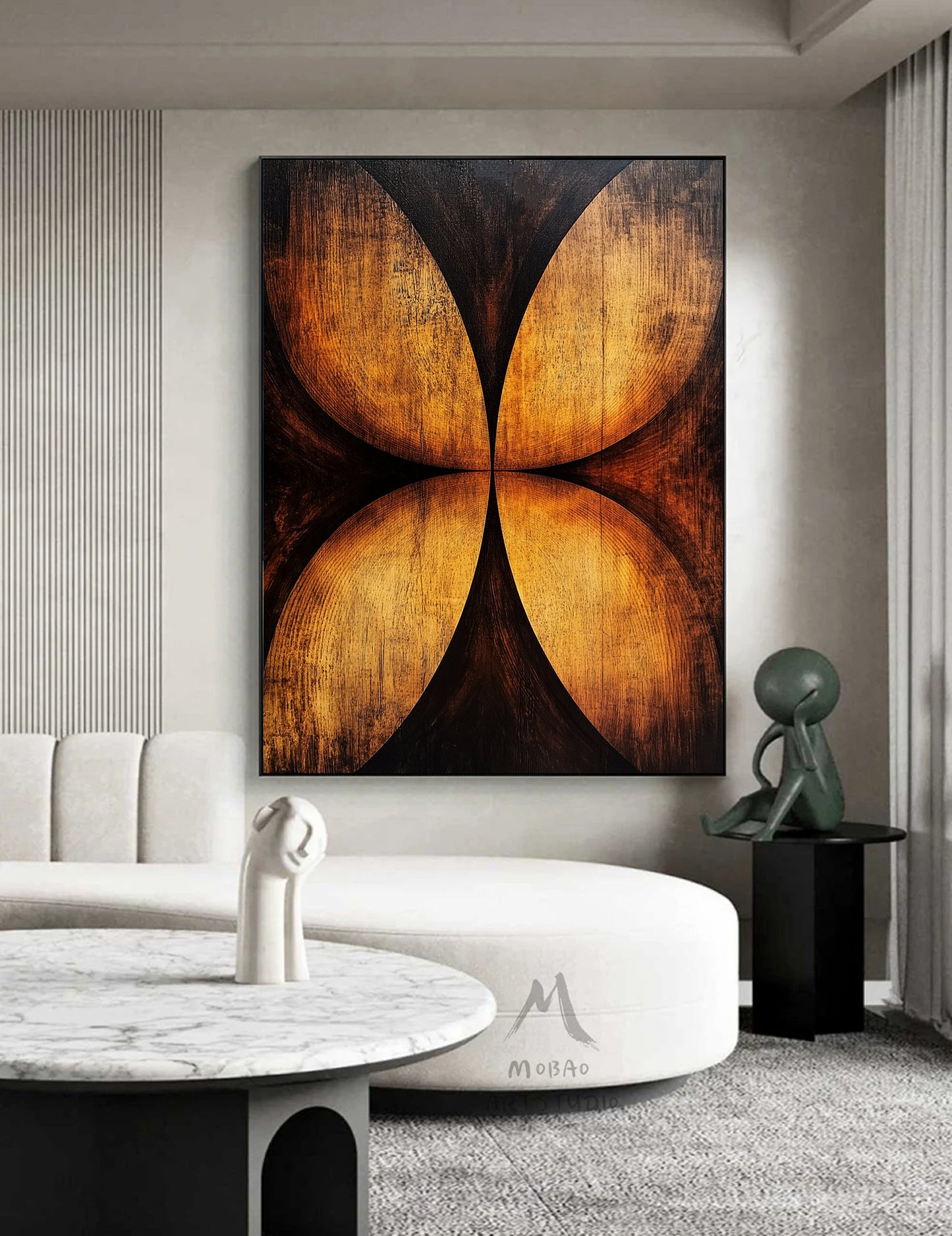 Golden 3D painting, golden texture painting, black abstract painting, black texture painting, golden modern abstract painting.