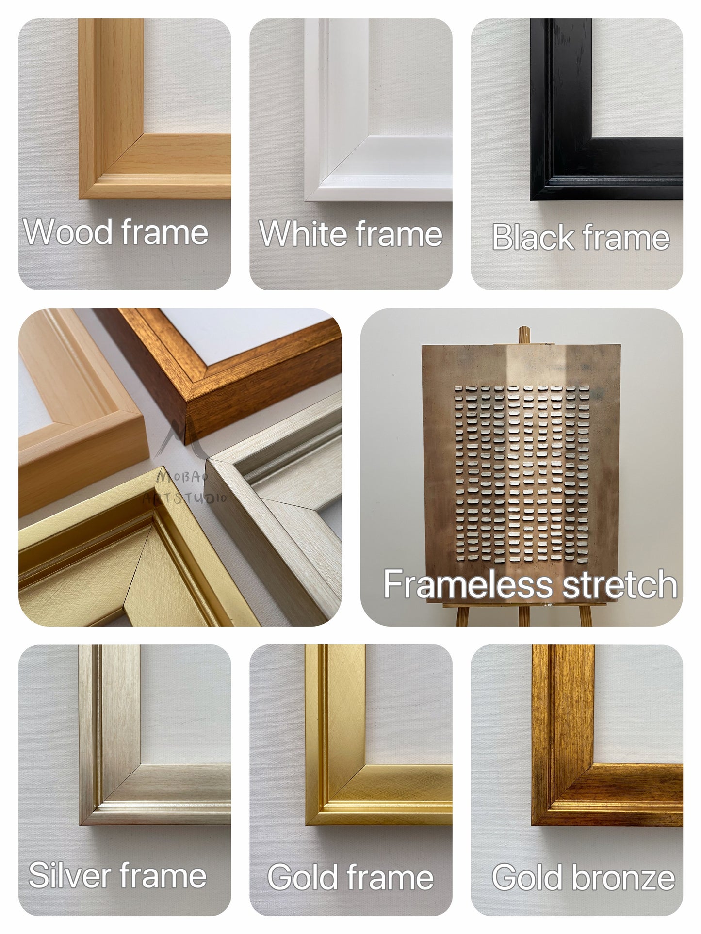 a bunch of different types of frames on a wall