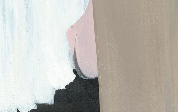 Original Boho Wall Art Painting Brown abstract painting, The figure of a girl with white hair,Black white abstract painting,Living room art