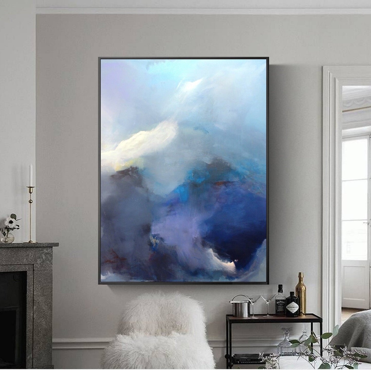 Original abstract art painting, Large abstract painting, Cloud Oil Painting,Blue Sky Abstract Painting,Large Canvas Painting,Living room art