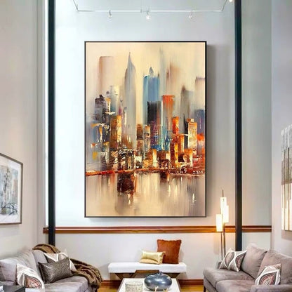 Large Original Abstract City Painting, Urban Art Painting, City Skyline Painting,New York Skyline,New York Wall Art, Large Abstract Painting