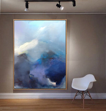Original abstract art painting, Large abstract painting, Cloud Oil Painting,Blue Sky Abstract Painting,Large Canvas Painting,Living room art