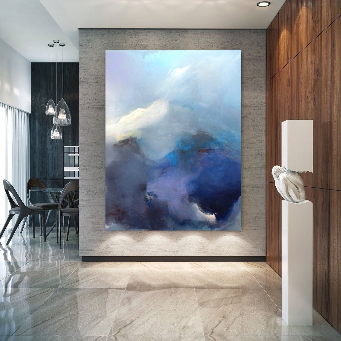 Original abstract art painting, Large abstract painting, Cloud Oil Painting,Blue Sky Abstract Painting,Large Canvas Painting,Living room art