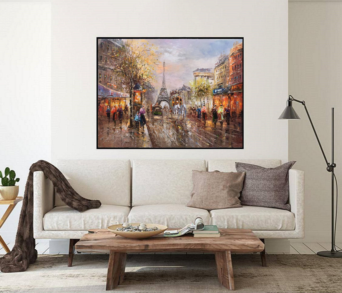 Original Paris City Art Painting,People Walking In The Bustling Streets Of Paris,Paris City Landscape Oil Painting,Living room art painting
