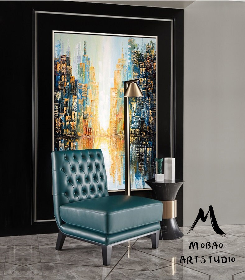 New York city art, Modern city Wall art decor,Large City abstract painting on Canvas, Wall City painting, City skyline Abstract oil painting