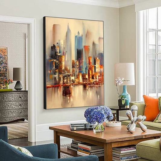 Large Original Abstract City Painting, Urban Art Painting, City Skyline Painting,New York Skyline,New York Wall Art, Large Abstract Painting