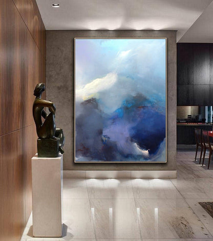 Original abstract art painting, Large abstract painting, Cloud Oil Painting,Blue Sky Abstract Painting,Large Canvas Painting,Living room art