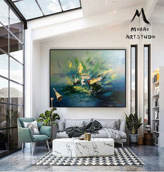 Large Green Abstract painting Green Minimalism Painting Green Wall Art Green Canvas Painting Green Abstract Art Green Canvas Wall Painting