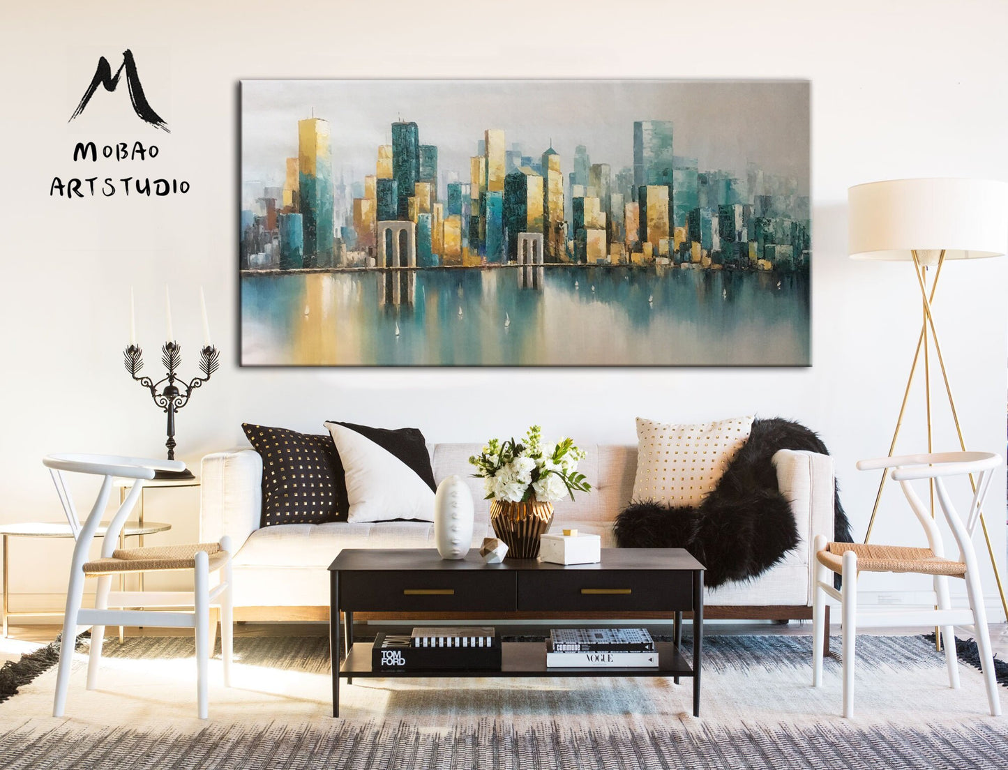 Large urban art painting, City Wall Art, New York Wall Art, Original city abstract art painting, Large New York City Landscape oil painting