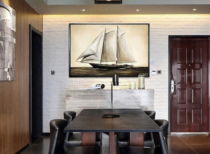 Sailing Oil painting by hand Artwork,Original oil painting of large sailing vessel sailing on the sea,Nautical oil painting art on Canvas