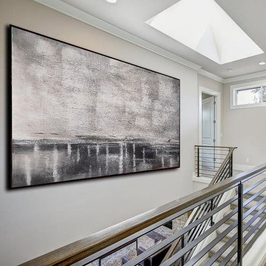 Large Abstract Painting On Canvas, White Abstract Painting, Grey Painting, Contemporary Art, Abstract Oil Painting On Canvas, Office Decor