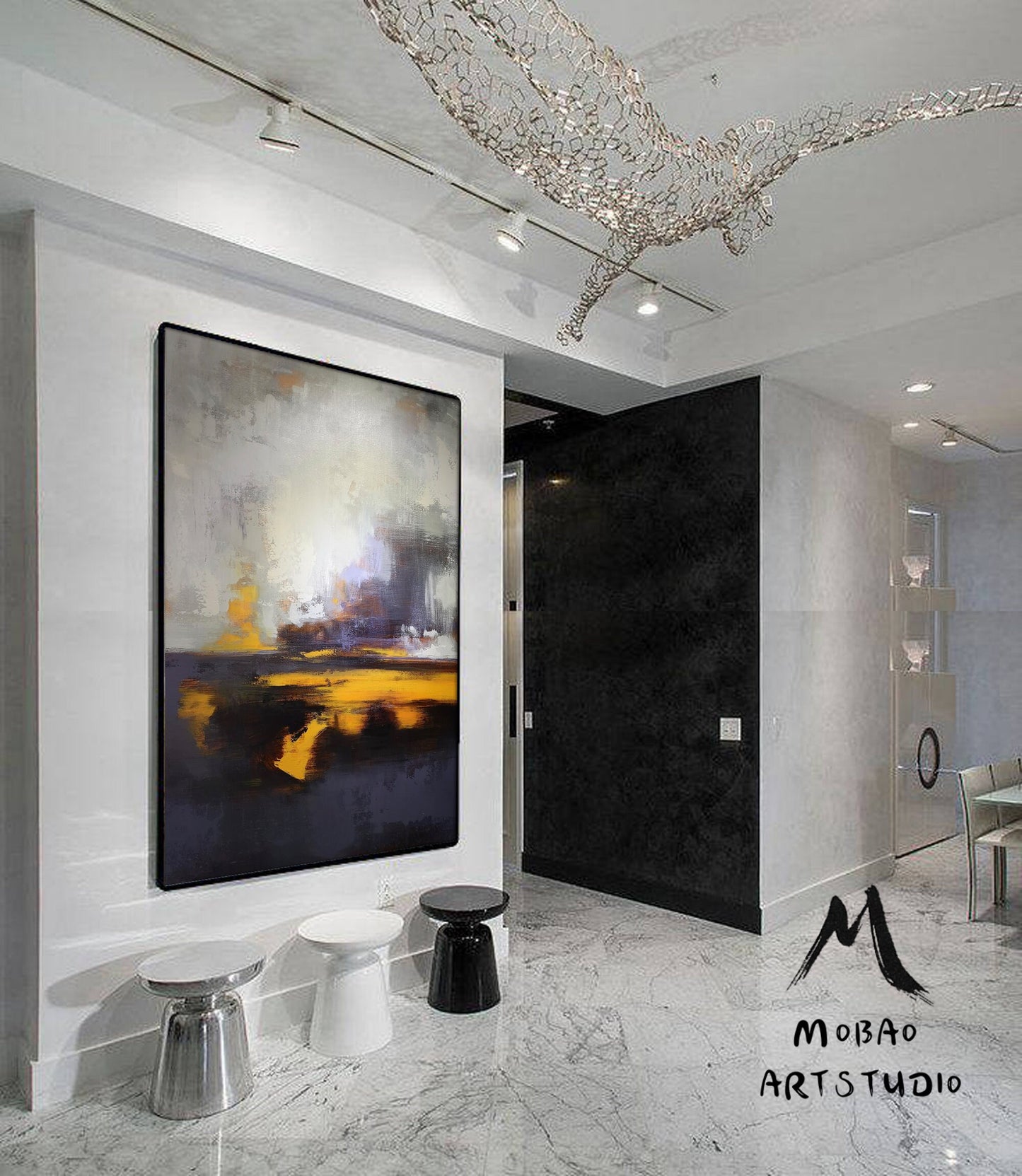 Original Sky Landscape Oil painting,Large Ocean Canvas Oil Painting,Large Original Sea Oil Painting,Large Wall Art Purple Abstract Painting