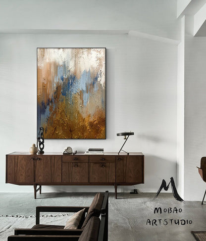 Extra Large Painting on Canvas,Contemporary Art Modern Oil Painting Original Large Abstract Painting, Large Blue Painting Gold Abstract Art