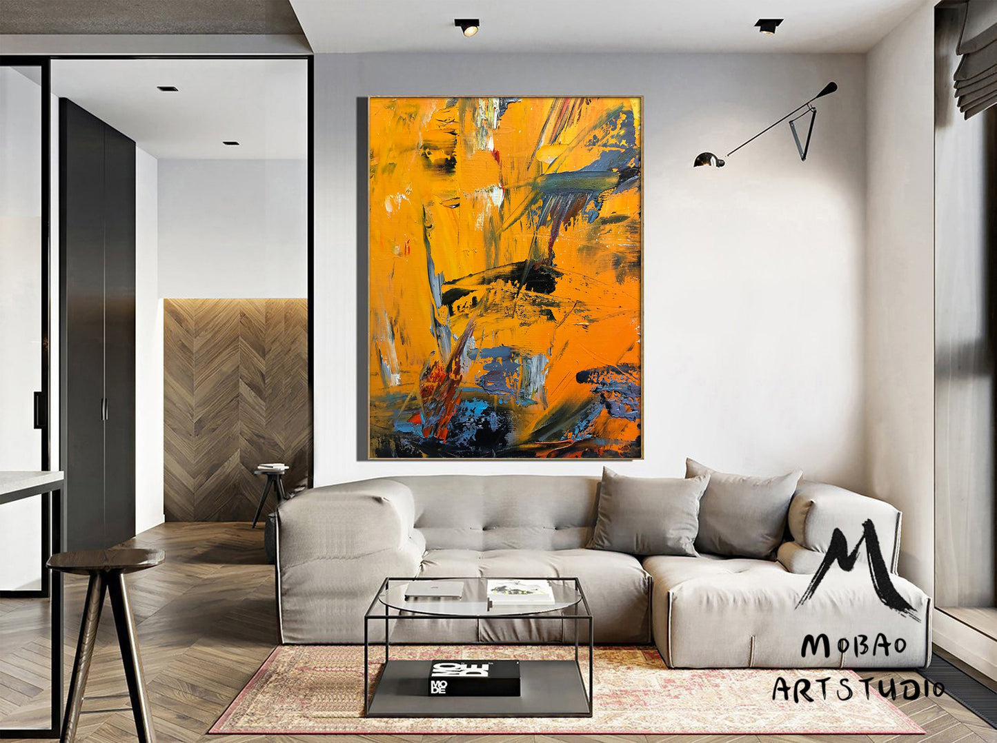 Extra Large Painting On Canvas,Large Orange Abstract Painting, Contemporary Art Large Yellow Painting Abstract Art, Modern Oil Painting