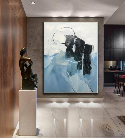 Original Abstract Art, Minimalist Abstract Painting, Light Blue Painting Green Painting, Large Abstract Painting, Large Wall Canvas Painting