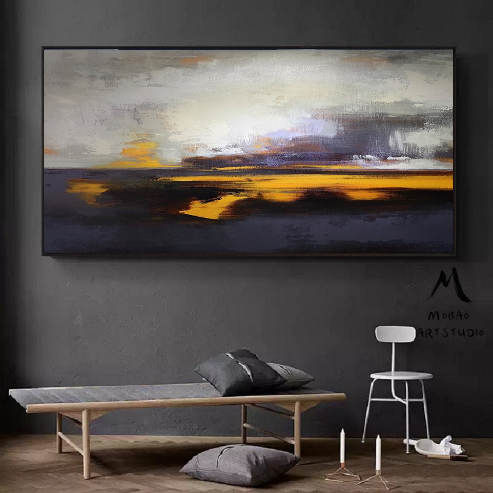 Large Wall Art Purple Abstract Painting Sky Oil Painting Large Ocean Canvas Oil Painting Original Sea Oil Painting Abstract Sky Painting Oil