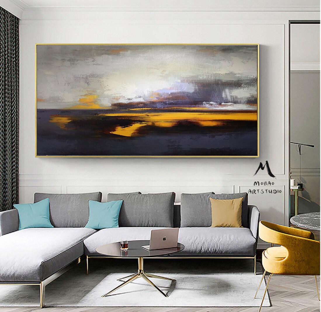 Large Wall Art Purple Abstract Painting Sky Oil Painting Large Ocean Canvas Oil Painting Original Sea Oil Painting Abstract Sky Painting Oil