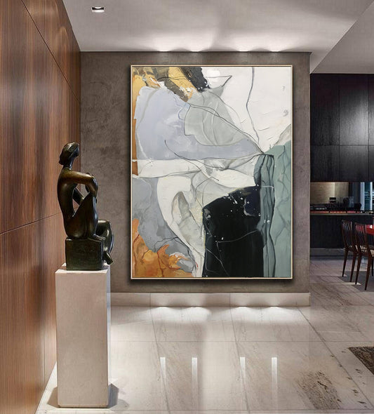 Large Original Abstract Painting,Beige Painting Gray Painting, Minimalist Abstract Painting, Abstract Painting, Large Wall Canvas Painting