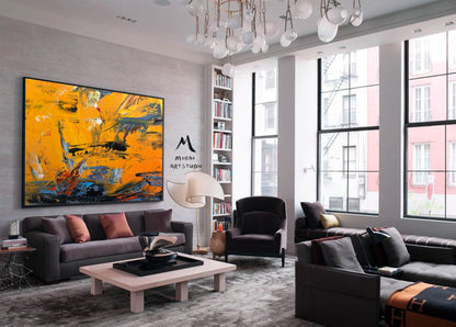 Original Abstract Painting, Painting on Canvas Modern Wall Decor Contemporary art,Extra Large Wall Art Painting,Orange Abstract Art Painting