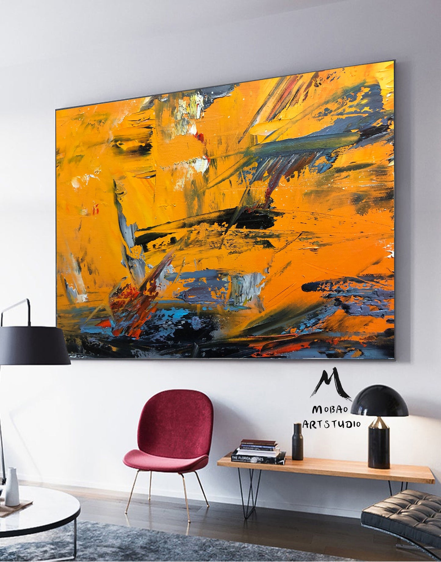 Original Abstract Painting, Painting on Canvas Modern Wall Decor Contemporary art,Extra Large Wall Art Painting,Orange Abstract Art Painting