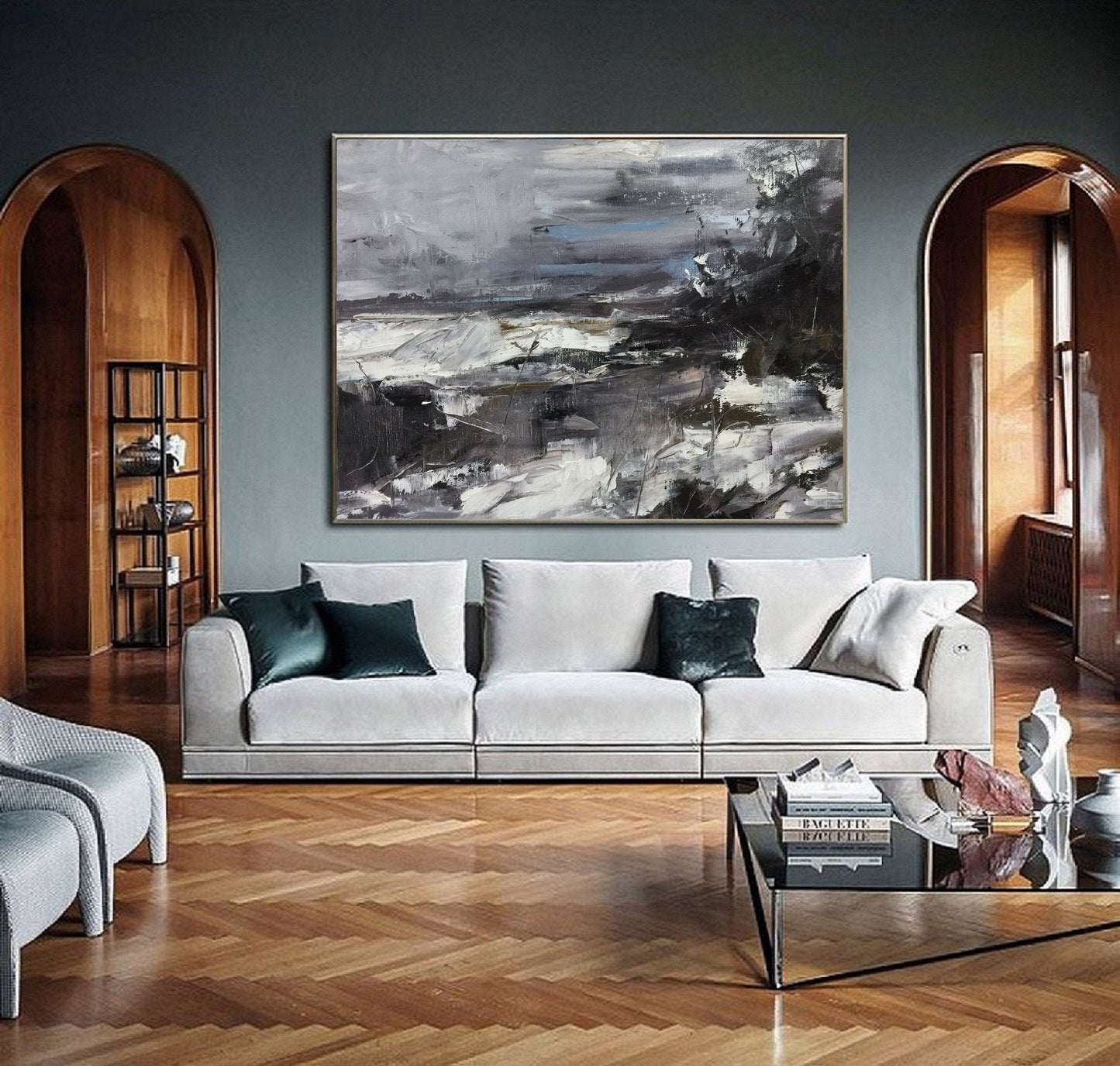 Large Black White Abstract Painting, Texture Abstract Painting, Large Minimalist abstract Painting, Large Canvas Art, Extra large wall art