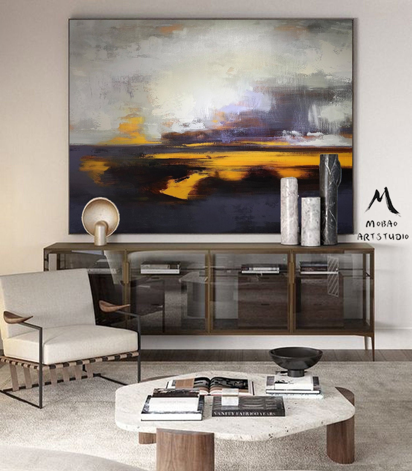 Large Ocean Canvas Oil Painting, Original Sea Oil Painting,Purple Abstract Painting, Cloud Abstract Painting,Large Wall Art Sky Oil painting