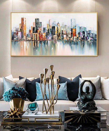 Large New York City Landscape painting, Large urban art painting, Urban Wall Art, New York Wall Art, Original city art Hand-painted painting