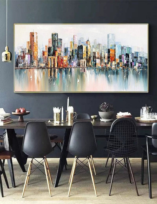 Large New York City Landscape painting, Large urban art painting, Urban Wall Art, New York Wall Art, Original city art Hand-painted painting