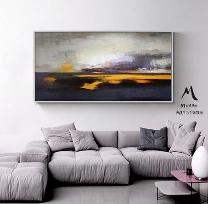 Large Wall Art Purple Abstract Painting Sky Oil Painting Large Ocean Canvas Oil Painting Original Sea Oil Painting Abstract Sky Painting Oil