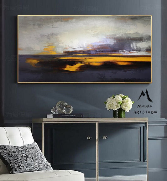 Large Wall Art Purple Abstract Painting Sky Oil Painting Large Ocean Canvas Oil Painting Original Sea Oil Painting Abstract Sky Painting Oil