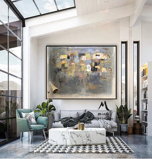 Abstract Painting Original,Canvas Abstract Art Painting,Color Blending Knife Painting,Extra Large Wall Painting,Large Wall Canvas Painting