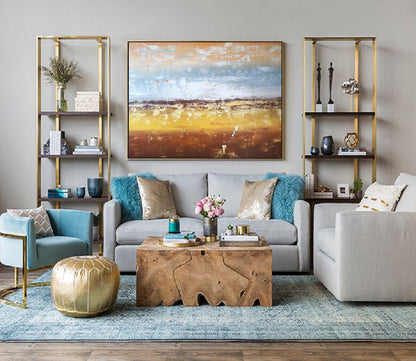 Original Sea Landscape Painting, Sky Abstract Painting, Ocean Painting Abstract Painting, Sofa Wall Abstract Art,Gold Abstract Art Painting,