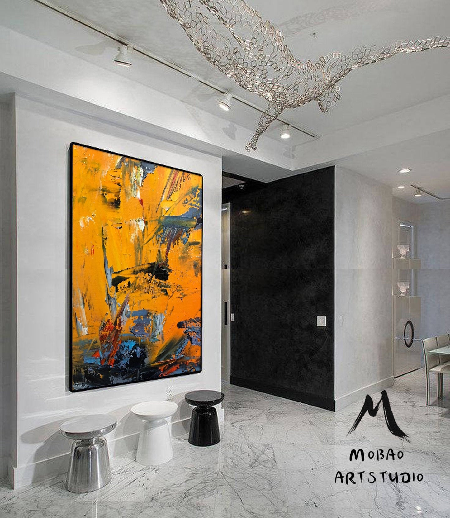 Extra Large Painting On Canvas,Large Orange Abstract Painting, Contemporary Art Large Yellow Painting Abstract Art, Modern Oil Painting