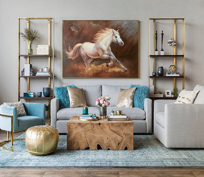 Large Canvas Art White Horse Painting Horse Decor Horse Oil Painting Large Oil Painting Horse Wall Art Large Wall Art Living Room Art #M5136