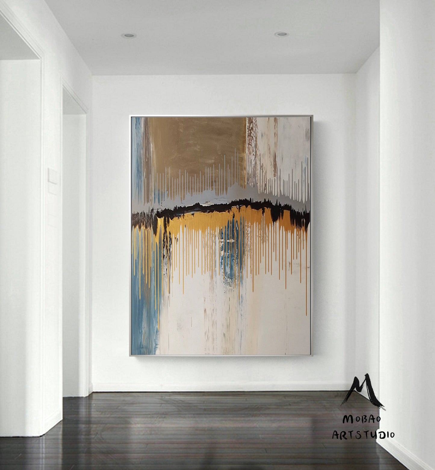 Boho Wall Art Abstract Painting,Gold Painting, Modern Abstract Painting,Original Minimalist Painting,Office Wall Art,Original Boho Wall Art