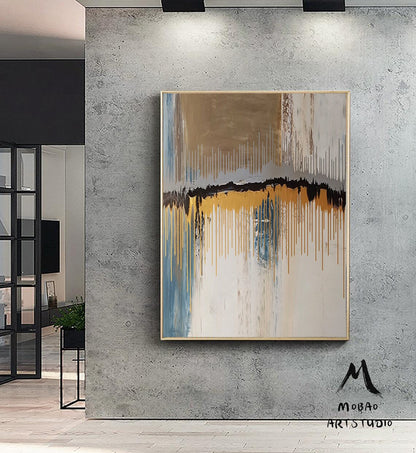 Boho Wall Art Abstract Painting,Gold Painting, Modern Abstract Painting,Original Minimalist Painting,Office Wall Art,Original Boho Wall Art