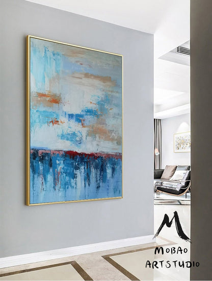 Original Blue Sea Abstract Painting,Large Cloud Painting, Sky Painting, Large Wall Art Painting, Extra Large Wall Art Textured Painting