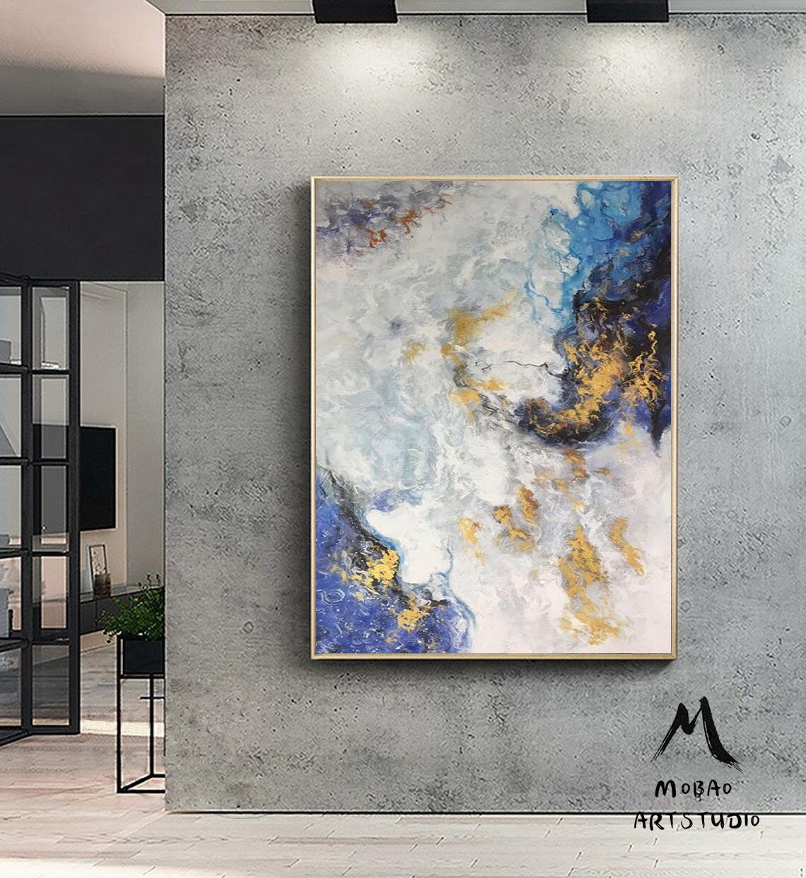 Original Painting Abstract, Large Blue Abstract Wall Art,Large Painting Canvas Contemporary Art,Extra Large Wall Art,Extra Large Painting