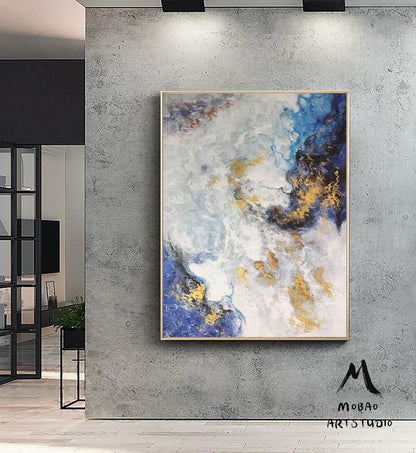 Original Painting Abstract, Large Blue Abstract Wall Art,Large Painting Canvas Contemporary Art,Extra Large Wall Art,Extra Large Painting