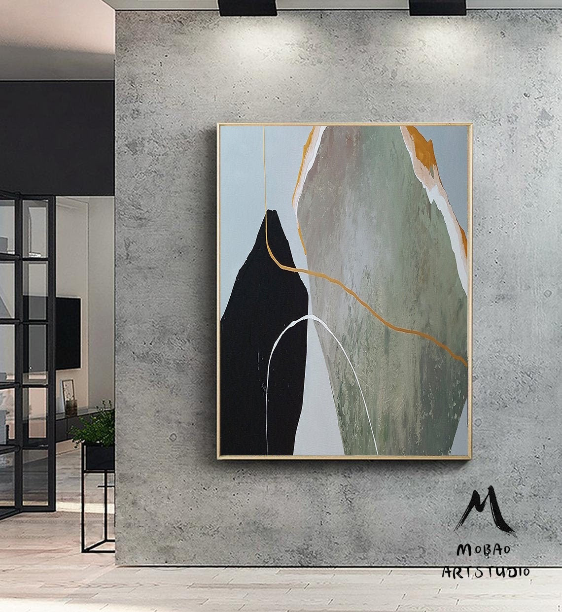 Boho Wall Art Painting,Modern Abstract Painting,Original Minimalist Art Oil Hand Painting,Office Wall Art,Original Abstract Textured Art