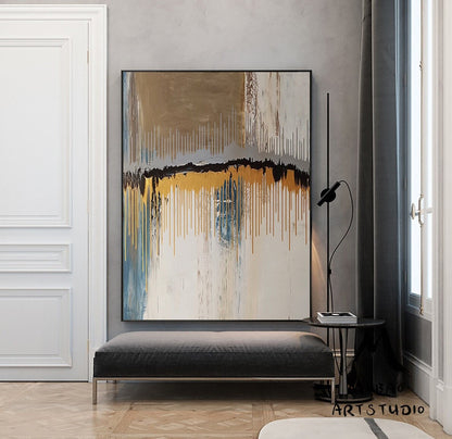 Boho Wall Art Abstract Painting,Gold Painting, Modern Abstract Painting,Original Minimalist Painting,Office Wall Art,Original Boho Wall Art