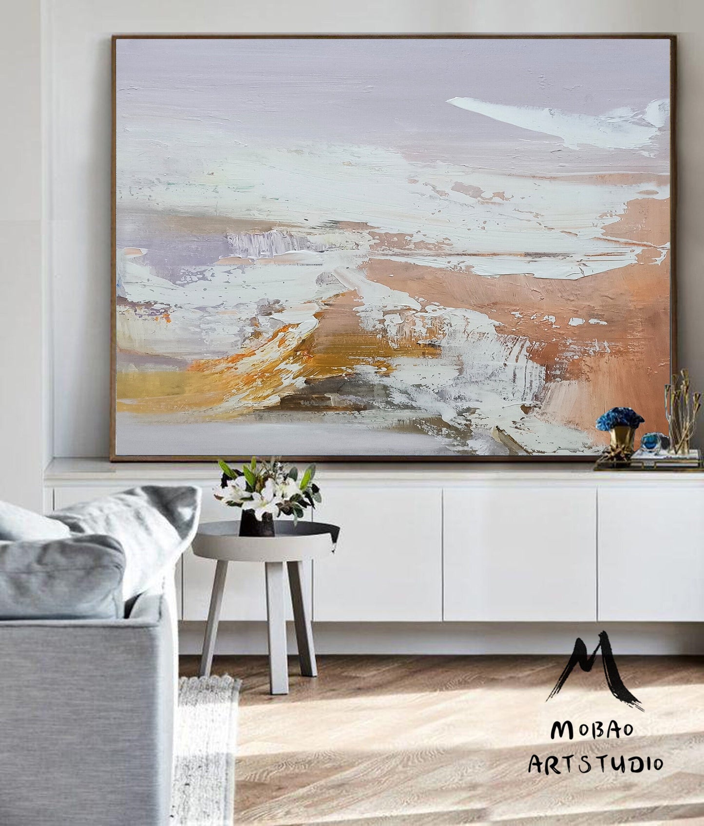 Original White Textured Abstract Art Large Abstract Painting,Modern Handmade Abstract Painting,Original Purple Oil Painting,Office Wall Art