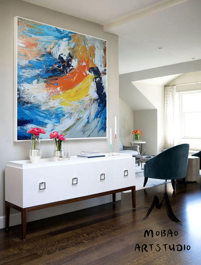 Original Abstract Painting, Large Wall Art Abstract Painting,Extra Large Wall Art Textured Painting Original Sea Painting,Abstract Painting