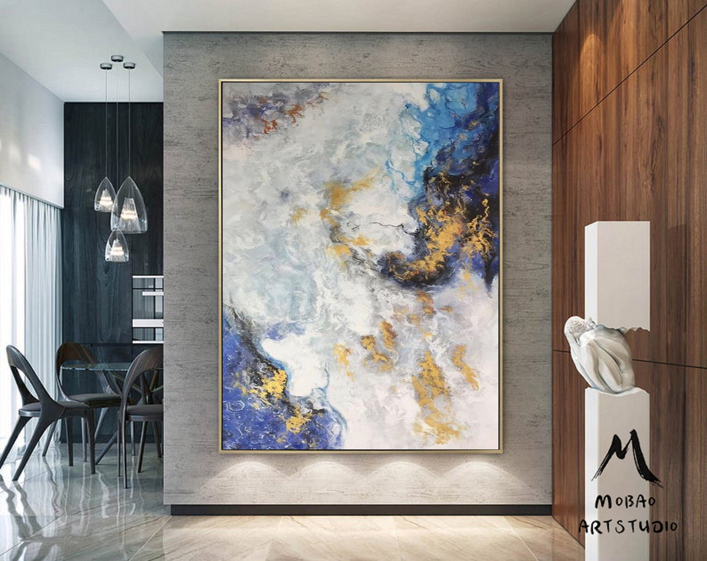 Original Painting Abstract, Large Blue Abstract Wall Art,Large Painting Canvas Contemporary Art,Extra Large Wall Art,Extra Large Painting