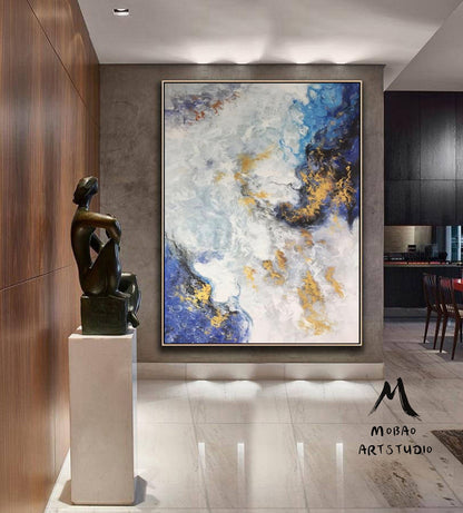 Original Painting Abstract, Large Blue Abstract Wall Art,Large Painting Canvas Contemporary Art,Extra Large Wall Art,Extra Large Painting