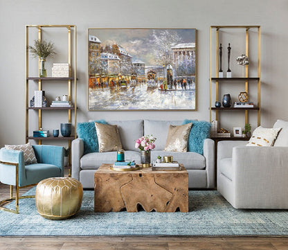 Paris City Landscape Oil Painting, Original Paris City Art Painting,People Walking In The Bustling Streets Of Paris, Christmas gift.