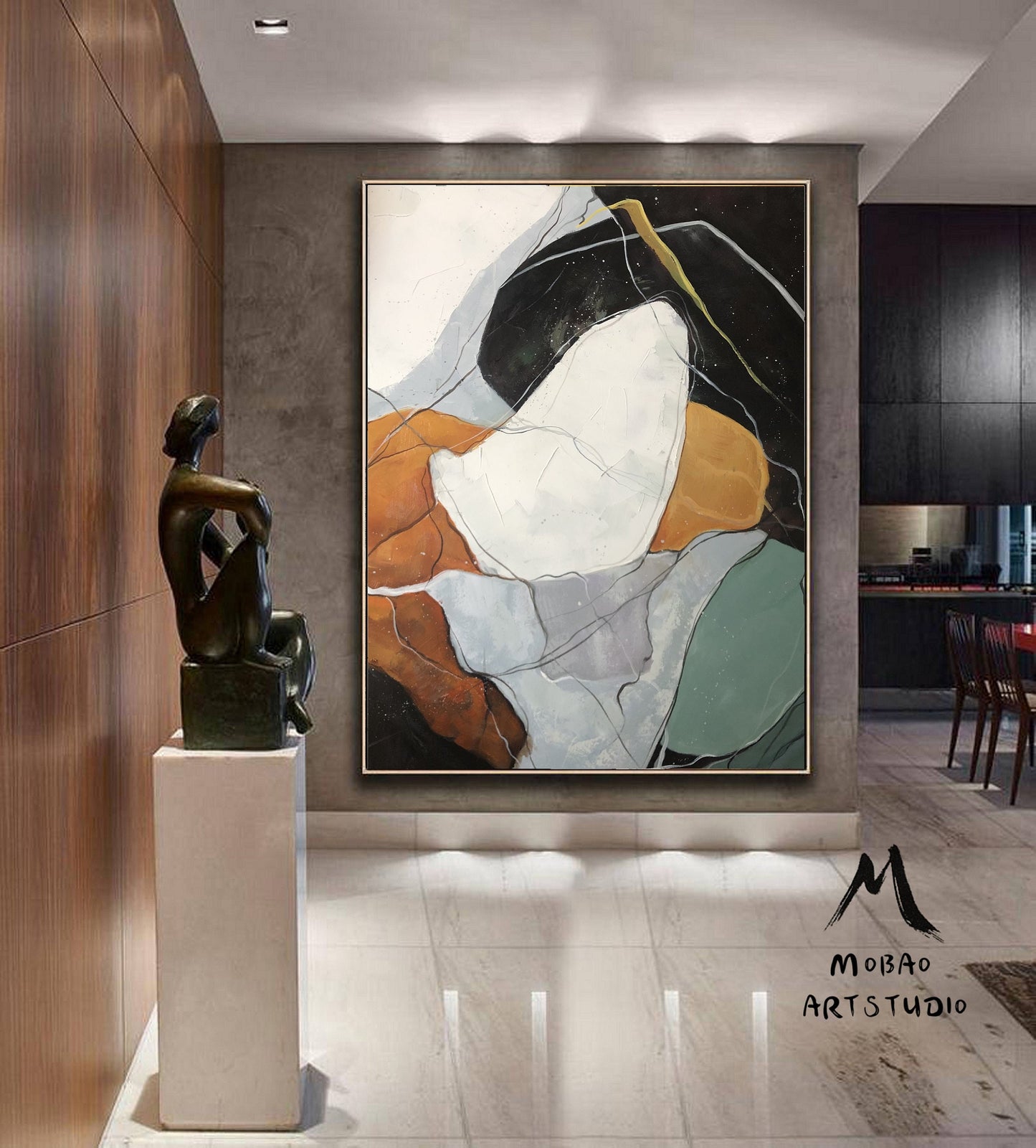 Original Abstract Painting, Minimalist Painting, Large Abstract Painting, White Painting Gold Abstract Painting, Large Wall Canvas Painting